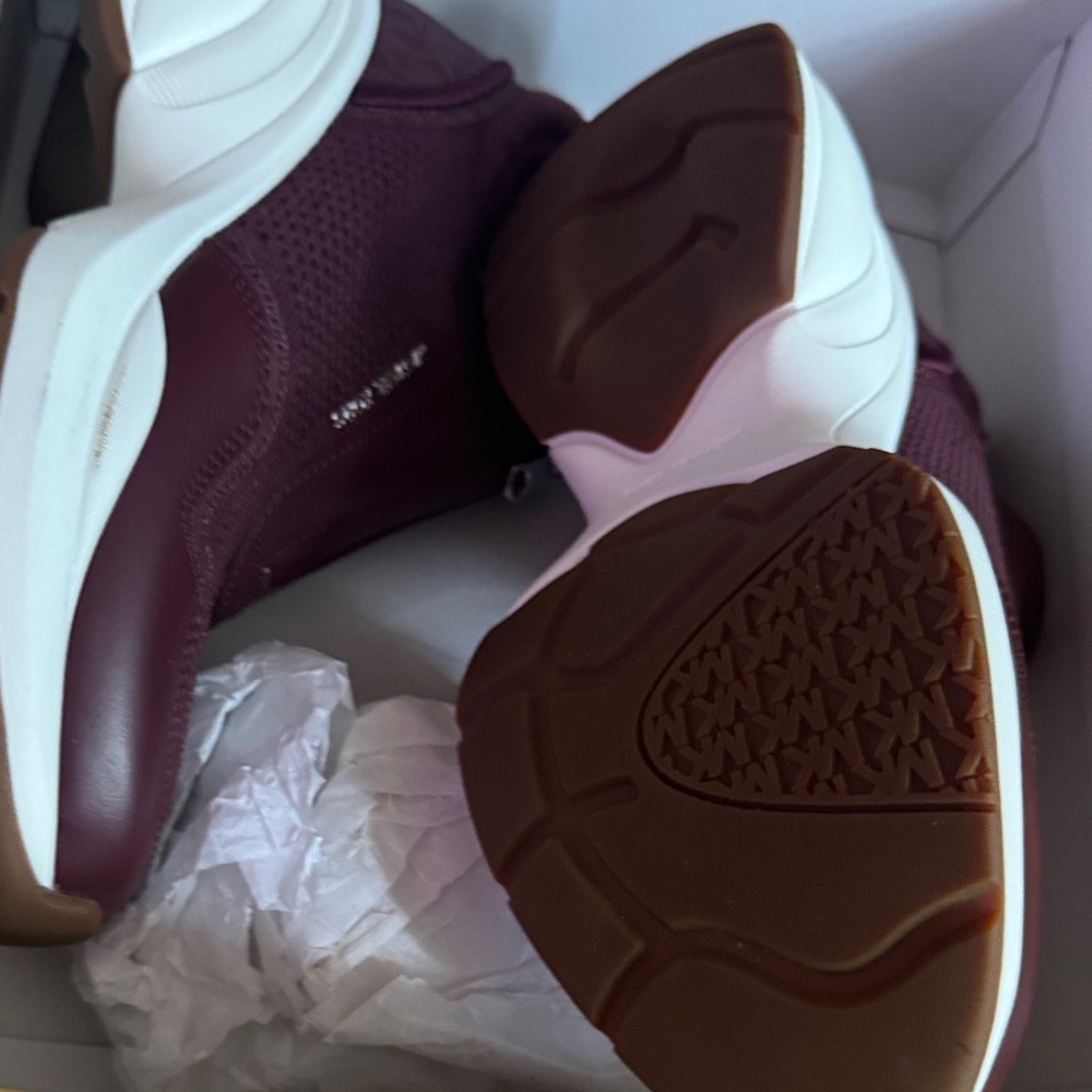 Michael Kors Women's Burgundy Zip-Front Slip-On Sneakers - Picture 6 of 7